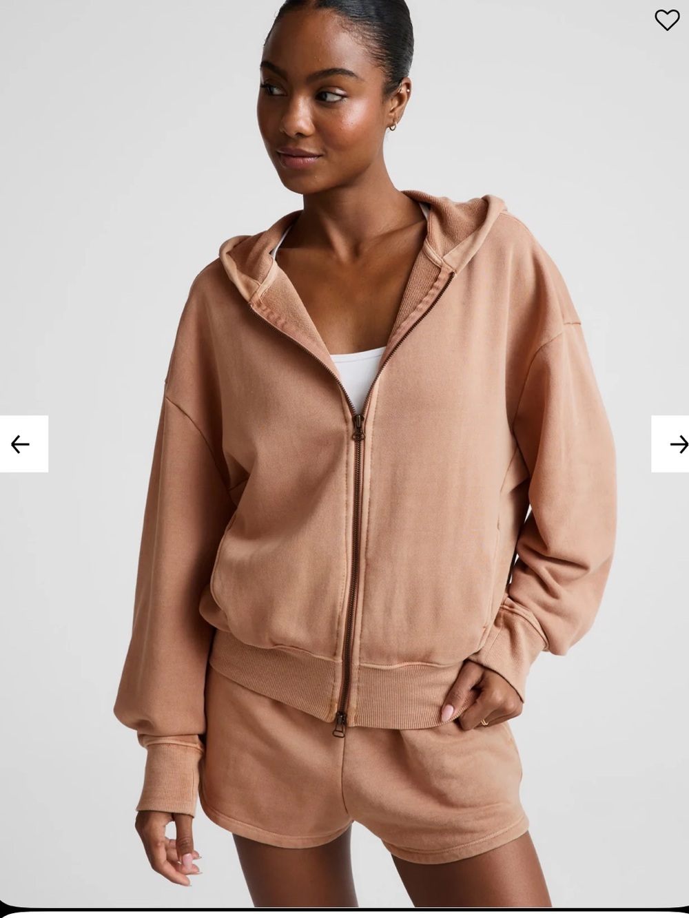 Beyond Yoga Fade Out Full Zip-Up Hoodie - Washed Suntan - Small